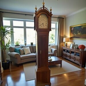 Exquisite Vintage Emperor Grandfather Clock German Hermle Cherry Moon Dial